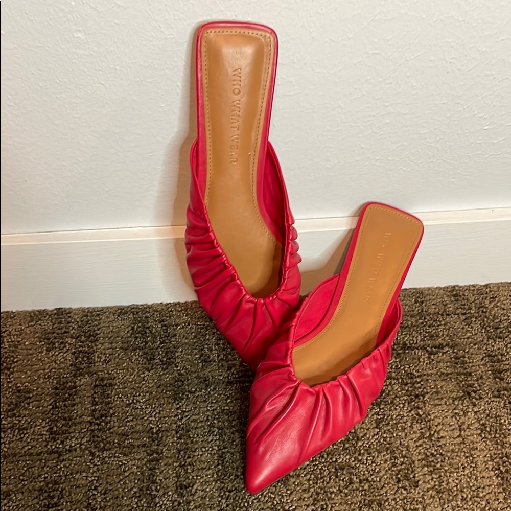 Who What Wear Red Leather Mules